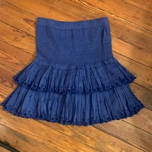 Isabel Marant Etoile Blue Naomi Cotton Voile Smocked Mini Skirt (Size 36)